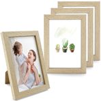 Resim çerçevesi 10 x 15 cm 4'lü set, doğal görünümlü yüksek kaliteli MDF ahşap çerçeve, akrilik cam ve döner kilitli, duvar montajı veya masa montajı için, fotoğraflar, kartpostallar ve resimler için