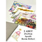 Resim Defteri 15 Yaprak 25X35 Cm 2 Adet Spiralli Orta Boy Resim Defteri Karton Kapak 110 Gr Öğrenci Okul