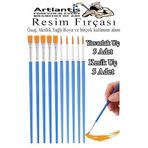 Resim Fırçası Kesik Ve Yuvarlak Uçlu 10 Adet Sentetik Fırça Ekonomik Suluboya Akrilik Boya Guaj Boya Yağlı Boya Resim