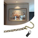 Resim Rayı Asma Kordonu Resim Asma Sistemi Aksesuarları (kancalar Ve D Halkaları Dahil), Fotoğraf Asma Rayı Için 1 Metre Uzunluğunda Pirinç Zincir, Sanat Eseri Sergileme(9pcs)