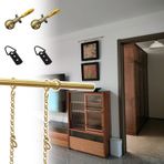 Resim Rayı Asma Sistemi Altın Zincirler ve Kancalarla Pirinç Çubuk, Ev Resim Çerçevesi Asma Seti, Resim Asma Rayı Vintage, Sanat Eseri/Uyarı Işaretleri Askı Sistemi(4.3ft/1.3m ROD)