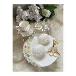 RESİNARTSHOP Epoksi Tepsi İncili Nişan + Damat tepsi seti küçük boy 7 parça GOLD