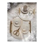 RESİNARTSHOP Epoksi Tepsi Seti Krem+İncili 9 parça