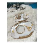 RESİNARTSHOP Epoksi Tepsi Seti taş+inci gold 8 parça