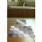 Resmiro 50x60 - 60x100 Grey Drop Dijital Banyo Paspası Lazer Kesim 2li Klozet Takımı