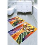 Resmiro Afrika Yerlileri Desenli Kaymaz Taban Yıkanabilir 2'li Desenli Banyo Paspası (50X60 cm - 60X100 Cm) - Renkli