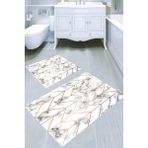 Resmiro Altın Zikzak Detaylı Mermer Desen 2′li Banyo Paspası (50X60 cm - 60X100 Cm) - Çok Renkli - 60 x 100 cm