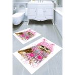 Resmiro Atkılı Baykuş Desenli 2li Banyo Paspası (50X60 cm - 60X100 Cm) - Çok Renkli - 60 x 100 cm