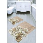 Resmiro Bahar Çiçeği Desenli Kaymaz Taban Yıkanabilir 2'li Desenli Banyo Paspası (50X60 cm - 60X100 Cm) - Renkli