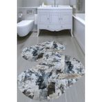 Resmiro Boyalı Eskitme Desenli Kaymaz Taban Yıkanabilir 2'li Desenli Banyo Paspası (50X60 cm - 60X100 Cm) - Renkli