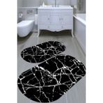 Resmiro Cam Kırığı Desenli Kaymaz Taban Yıkanabilir 2'li Desenli Banyo Paspası (50X60 cm - 60X100 Cm) - Renkli