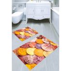 Resmiro Canlı Deniz Kabukları Desenli 2li Banyo Paspası (50X60 cm - 60X100 Cm) - Çok Renkli - 60 x 100 cm