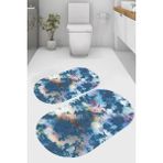 Resmiro Çatlak Gölge Desenli Kaymaz Taban Yıkanabilir 2'li Desenli Banyo Paspası (50X60 cm - 60X100 Cm) - Renkli