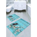 Resmiro Eskitme Zemin Desenli Kaymaz Taban Yıkanabilir 2'li Desenli Banyo Paspası (50X60 cm - 60X100 Cm) - Renkli