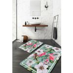 Resmiro Flamingo Ve Beyaz Çiçek Banyo Paspası