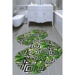 Resmiro Geometrik Yaprak Desenli Kaymaz Taban Yıkanabilir 2'li Desenli Banyo Paspası (50X60 cm - 60X100 Cm) - Renkli