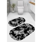 Resmiro Gölge Desenli Kaymaz Taban Yıkanabilir 2'li Desenli Banyo Paspası (50X60 cm - 60X100 Cm) - Renkli
