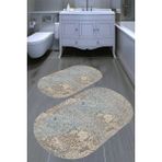 Resmiro Gölge Eskitme Desenli Kaymaz Taban Yıkanabilir 2'li Desenli Banyo Paspası (50X60 cm - 60X100 Cm) - Renkli