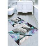 Resmiro Kozmik Mermer Desenli Kaymaz Taban Yıkanabilir 2'li Desenli Banyo Paspası (50X60 cm - 60X100 Cm) - Renkli