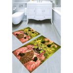 Resmiro Maskeli Kedi Desenli 2li Banyo Paspası (50X60 cm - 60X100 Cm) - Çok Renkli - 60 x 100 cm