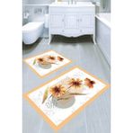 Resmiro Mermer Zemin Çerçeve Detay Çiçek Desenli 2'li Banyo Paspası (50X60 cm - 60X100 Cm) - Çok Renkli - 60 x 100 cm