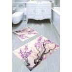 Resmiro Mor Çiçekli Ağaç Desenli Kaymaz Taban Yıkanabilir 2'li Desenli Banyo Paspası (50X60 cm - 60X100 Cm) - Renkli