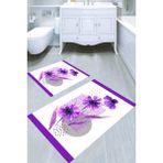 Resmiro Mor Papatyalar Desenli 2li Banyo Paspası (50X60 cm - 60X100 Cm) - Çok Renkli - 60 x 100 cm