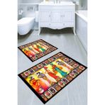 Resmiro Orta Çağ Desenli 2'li Banyo Paspası (50X60 cm - 60X100 Cm) - Çok Renkli - 60 x 100 cm