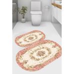 Resmiro Otantik Motifli Kaymaz Taban Yıkanabilir 2'li Desenli Banyo Paspası (50X60 cm - 60X100 Cm) - Renkli
