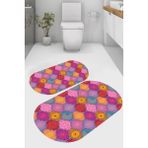 Resmiro Otantik Renkli Desenli Kaymaz Taban Yıkanabilir 2'li Desenli Banyo Paspası (50X60 cm - 60X100 Cm)