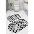 Resmiro Oval Geometrik Desenli Kaymaz Taban Yıkanabilir 2'li Desenli Banyo Paspası (50X60 cm - 60X100 Cm) - Renkli