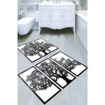 Resmiro Parçalı Ağaç Tablo Desenli Kaymaz Taban Yıkanabilir 2'li Desenli Banyo Paspası (50X60 cm - 60X100 Cm) - Renkli