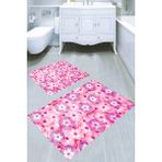 Resmiro Pembe Manolya Çiçeği Desenli 2'li Banyo Paspası (50X60 cm - 60X100 Cm) - Çok Renkli - 60 x 100 cm