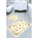 Resmiro Portre Yaprak Desenli Kaymaz Taban Yıkanabilir 2'li Desenli Banyo Paspası (50X60 cm - 60X100 Cm) - Renkli