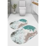 Resmiro Sanatsal Boyalı Desenli Kaymaz Taban Yıkanabilir 2'li Desenli Banyo Paspası (50X60 cm - 60X100 Cm) - Renkli
