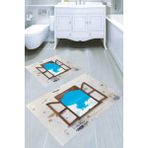 Resmiro Sonsuzluk Penceresi Desenli Kaymaz Taban Yıkanabilir 2'li Desenli Banyo Paspası (50X60 cm - 60X100 Cm) - Renkli