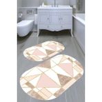 Resmiro Star Desenli Kaymaz Taban Yıkanabilir 2'li Desenli Banyo Paspası (50X60 cm - 60X100 Cm) - Renkli