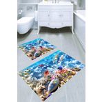 Resmiro Su Altı Dünyası Desenli 2li Banyo Paspası (50x60 Cm - 60x100 Cm)
