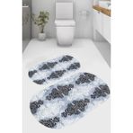 Resmiro Vintage Desenli Kaymaz Taban Yıkanabilir 2'li Desenli Banyo Paspası (50X60 cm - 60X100 Cm) - Renkli
