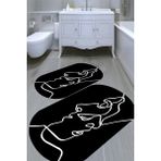 Resmiro Yüz Çizgi Desenli Kaymaz Taban Yıkanabilir 2'li Desenli Banyo Paspası (50X60 cm - 60X100 Cm) - Renkli