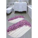 Resmiro Zambak Desenli Kaymaz Taban Yıkanabilir 2'li Desenli Banyo Paspası (50X60 cm - 60X100 Cm) - Renkli