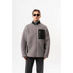 Respire Erkek Zip Oversize Teddy Ceket Gri - M