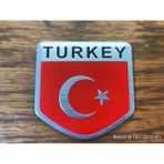 Restinal Turkey Türk Bayrağı Metal Arma Oto Bagaj Kaput Çamurluk Logo Krom Kırmızı Sticker Aksesuar - 1 adet