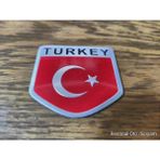 Restinal Türkiye Bayraklı Pleksi Rozet Oto Bagaj Kapı Amblem 3m Bantlı Krom Kaplama Arma Logo Türk Bayrağı - 1 adet