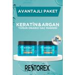 Restorex Keratin & Argan Onarıcı Saç Bakım Maskesi 2x300 Ml - Yıpranmış Ve Hasar Görmüş Saçlar Botoks Etkili