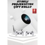 Resveq Ayaklı Oyun Projeksiyonu Çift Kollu Taşınabilir Sinema Projektörü - Çok Renkli