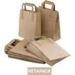 Retapack 27X16X29 Düz Saplı 70GSM Recycle Kraft Kağıt Poşet/hediye Poşeti 250 Adet - 00