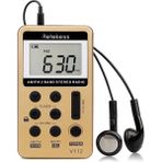 Retekess V112 Altın AM FM Mini Dijital Tuner Alıcısı 500 mAh Cep Radyosu