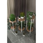 Retodesign 3 Lü Yuvarlak Beyaz Metal Çiçeklik Seti Modern Tasarım 1490 cm Ayaklı Saksılık