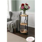 Retodesign 3 Raflı Çam Yuvarlak Çiçelik Raf, Çok Amaçlı Raf 2306 Atlantik Çam